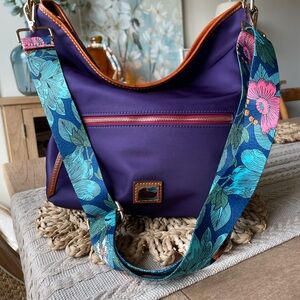 Dooney & Bourke Nylon Wayfarer Hobo - Plum/Purple with Floral Strap